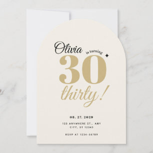 Elegant Champagne Gold 30th Birthday Arch Invitation