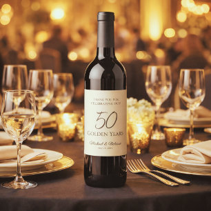 Elegant Champagne Gold 50th Anniversary Celebratio Wine Label