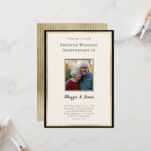 Elegant Champagne Gold 50th Anniversary Photo Invitation