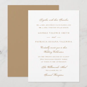 Elegant Champagne Gold Neutral Wedding Invitation