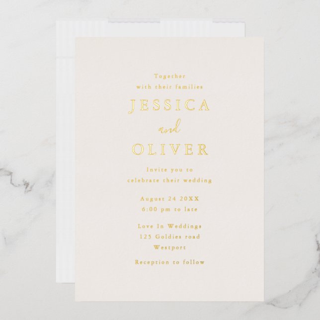 Elegant Champagne & Gold Text Wedding (Envelope)
