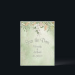 Elegant Champagne Ivory Floral Save the Date<br><div class="desc">Such an elegant floral design with gorgeous ivory flowers on a sage green watercolor background. The muted colours give this invitation a romantic feel.  Perfect for any season.</div>