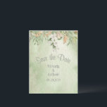 Elegant Champagne Ivory Floral Save the Date<br><div class="desc">Such an elegant floral design with gorgeous ivory flowers on a sage green watercolor background. The muted colours give this invitation a romantic feel.  Perfect for any season.</div>