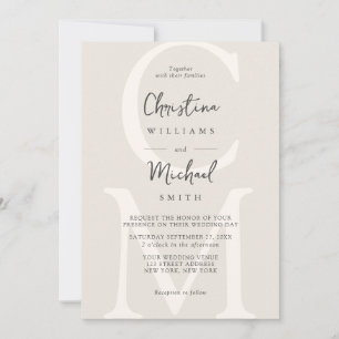 Elegant Champagne Minimal Chic Wedding Invitation