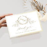 Elegant Champagne Monogram, Watercolor Wedding Thank You Card<br><div class="desc">Thank your guests with a elegant custom wedding thank you card! Design with delicate champagne and cream watercolor frame, beautiful champagne hand drawn botanical monogram with couples initials, elegant thank you phrase and text section to personalize it as you wish. Option to add a photograph on inside top section, or...</div>