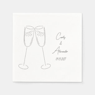Elegant Champagne Name Wedding Engagement Party Napkin