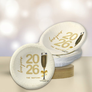 Elegant Champagne New Year Eve Paper Plate