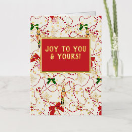 Elegant Champagne Nutcracker Candy Cane Christmas Foil Greeting Card