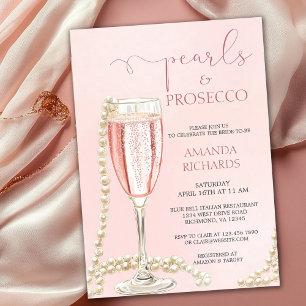 Elegant Champagne Pearls & Prosecco Bridal Shower Invitation