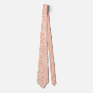 Elegant Champagne Pink White Foliage Pattern Tie