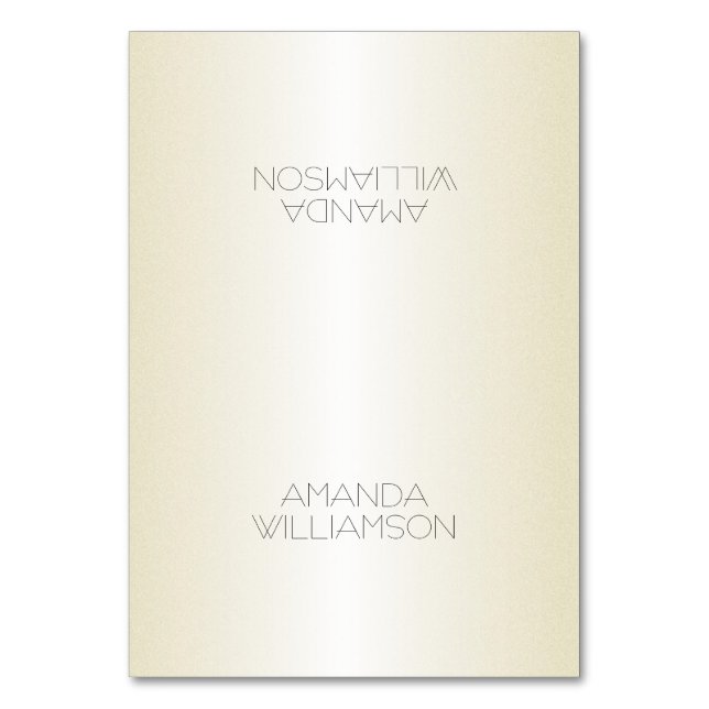Elegant Champagne Printed Name Tented Place Cards (Front)