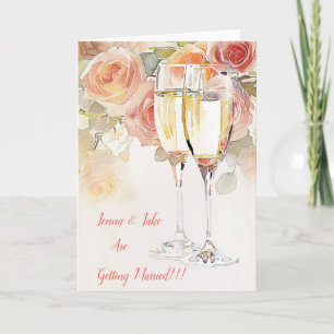 Elegant Champagne & Rose Engagement Announcement