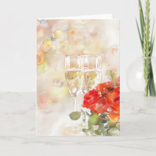 Elegant Champagne & Rose Engagement Announcement