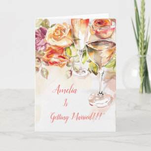 Elegant Champagne & Rose Engagement Announcement