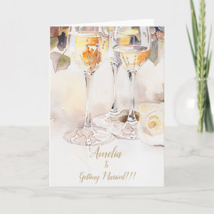 Elegant Champagne & Rose Engagement Announcement