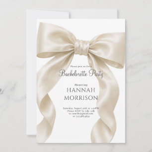 Elegant Champagne Satin Bow Bachelorette Party Invitation