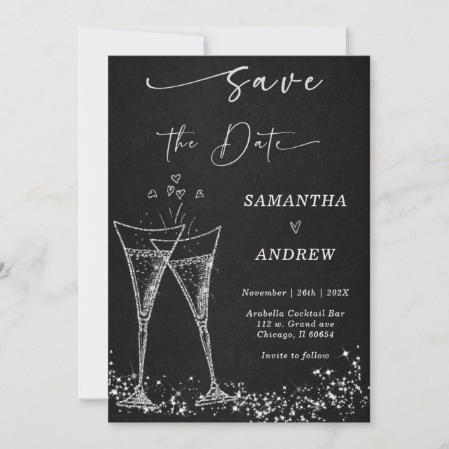 Elegant  Champagne Save the Date Wedding Invitation (Front)
