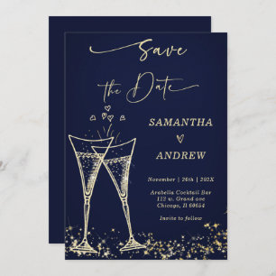 Elegant Champagne Save the Date Wedding Invitation