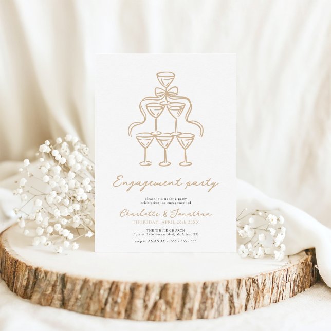 Elegant Champagne Scribble Engagement Party Invitation (Creator Uploaded)