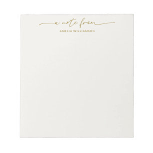 Elegant Champagne Script Calligraphy Personalised Notepad