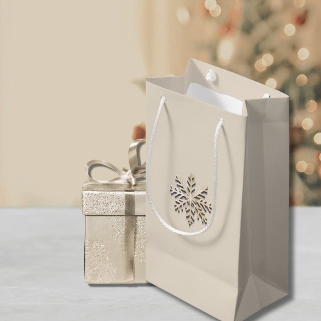Elegant Champagne Snowflake Gift Bag (Creator Uploaded)