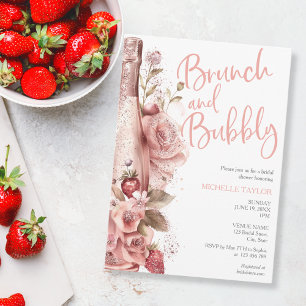 Elegant Champagne Strawberry Boho Blush Pink Invitation
