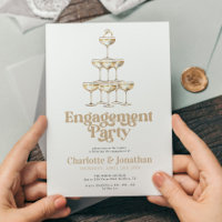 Elegant Champagne Stylish Retro Engagement Party