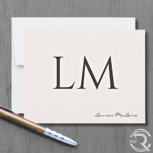 Elegant Champagne Taupe Monogram Client Thank You Card