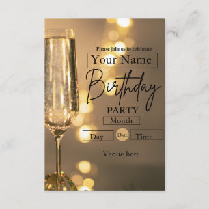 Elegant Champagne Toast Birthday Invitation