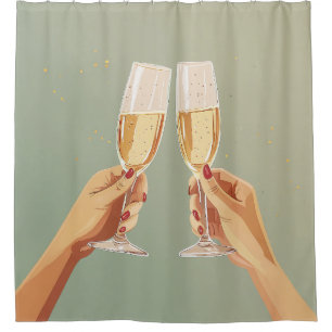 Elegant Champagne Toast Celebration Shower Curtain