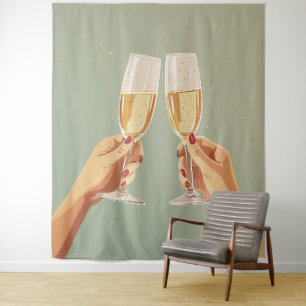 Elegant Champagne Toast Celebration Tapestry