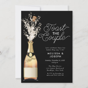 Elegant Champagne Toast Gold Engagement Party Invitation