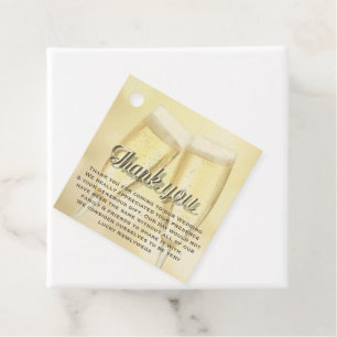 Elegant Champagne Toast Photo Wedding Thank You Favour Tags