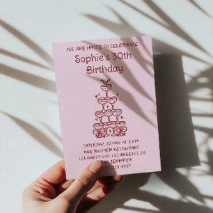 Elegant Champagne Tower 30th Birthday Party Invitation