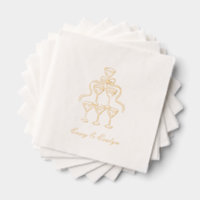 Elegant Champagne Tower Gold Foil Wedding Napkins