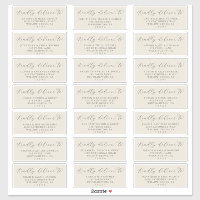 Elegant Champagne Wedding Guest Address Labels (Sheet)