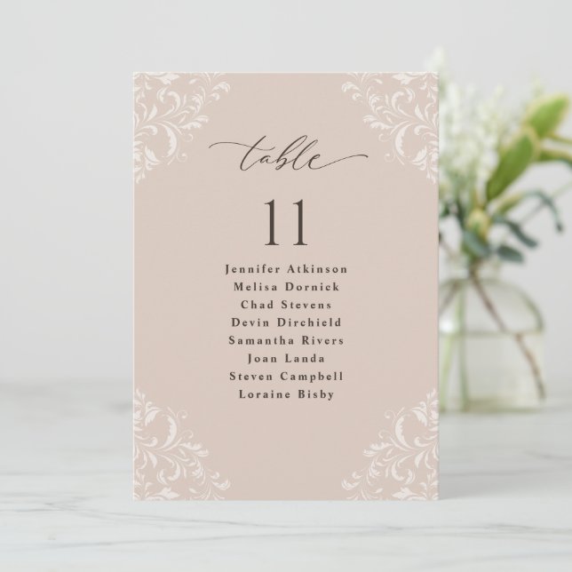 Elegant Champagne Wedding Seating Chart Sign Card (Standing Front)