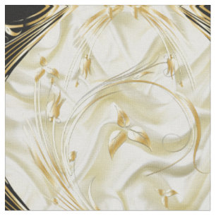 Elegant Champane Silk & Gold abstract flowers Fabric