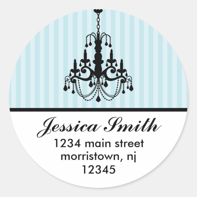 Elegant Chandelier and Stripes Address Labels (Front)