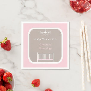 Elegant Chandelier Baby Shower Pink Napkin