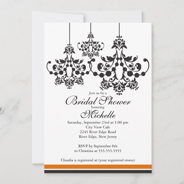 Elegant Chandelier Bridal Shower Invitation (Front)