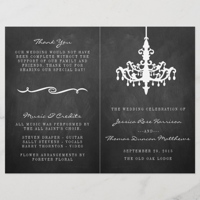 Elegant Chandelier Chalkboard Wedding Collection (Front)