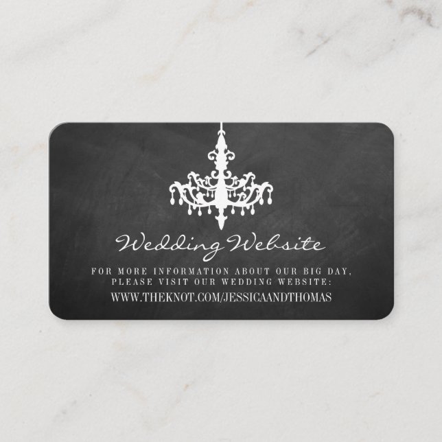 Elegant Chandelier Chalkboard Wedding Collection Enclosure Card (Front)