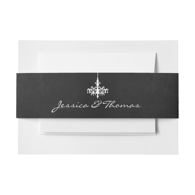 Elegant Chandelier Chalkboard Wedding Collection Invitation Belly Band (Front Example)