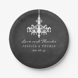 Elegant Chandelier Chalkboard Wedding Collection Paper Plate