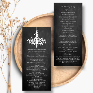Elegant Chandelier Chalkboard Wedding Collection Programme