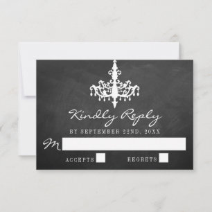 Elegant Chandelier Chalkboard Wedding Collection RSVP Card