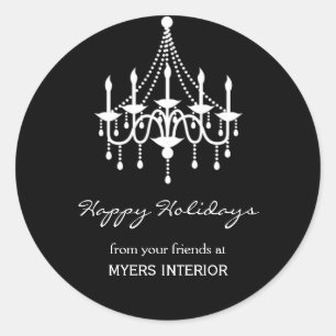 Elegant Chandelier Favour Sticker - Black