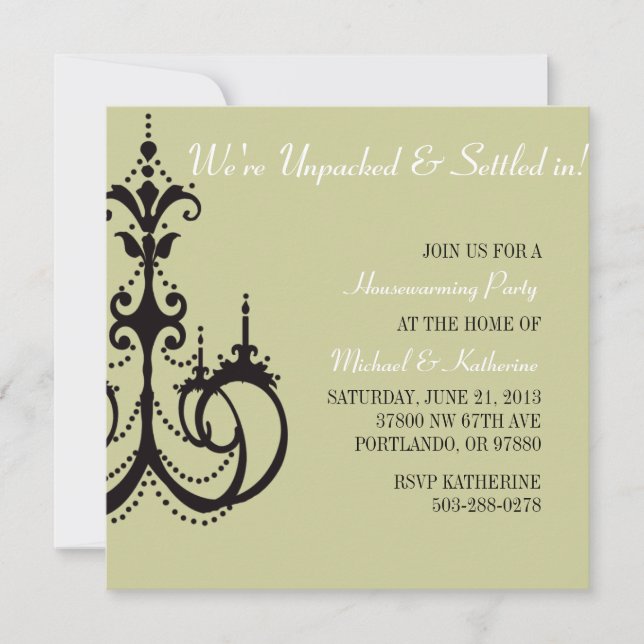 Elegant Chandelier Housewarming Party Invitation (Front)