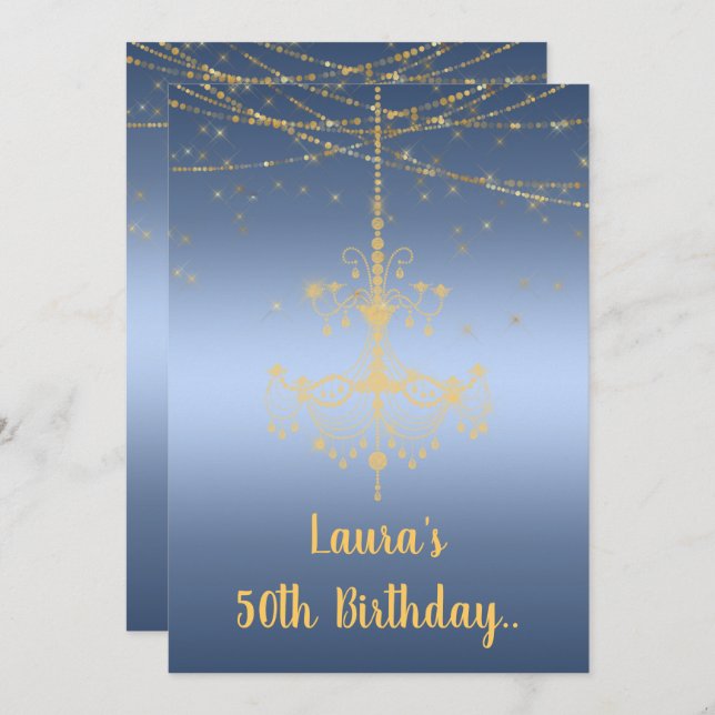ELEGANT CHANDELIER online custom BIRTHDAY Invitation (Front/Back)